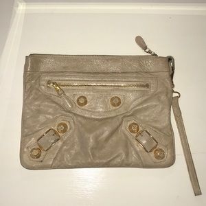 Balenciaga Wristlet stud nude clutch
